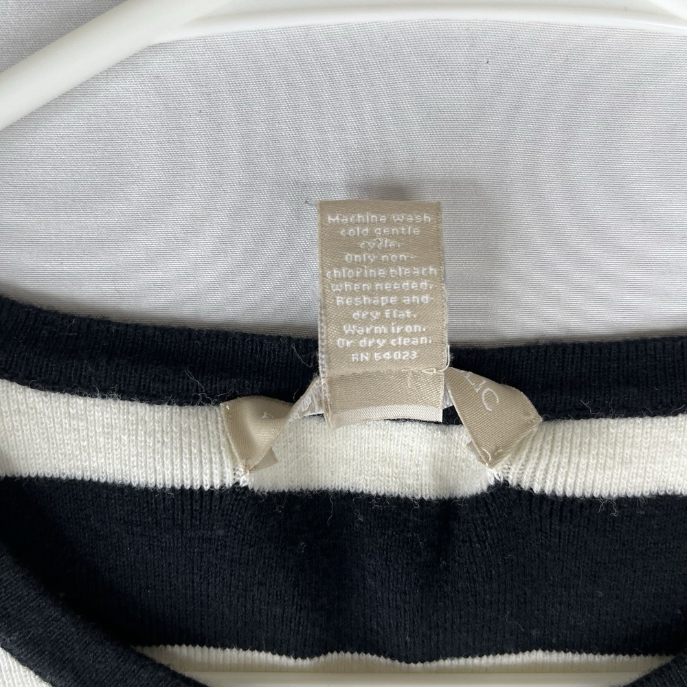 Banana Republic Women Small Black White Striped Peplum Knit Sweater Long Sleeve - Picture 14 of 16